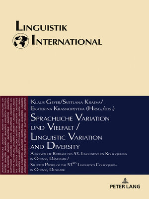 cover image of Sprachliche Variation und Vielfalt / Linguistic Variation and Diversity